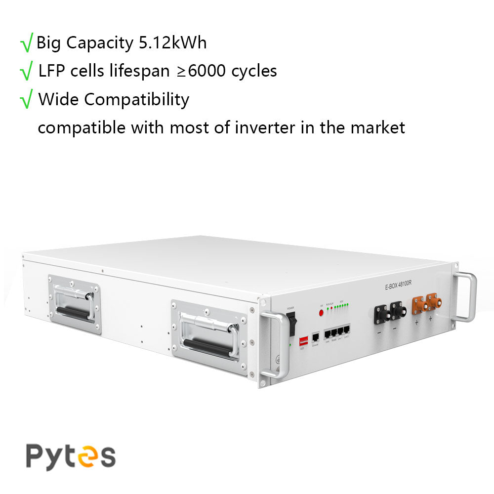 Pytes E-Box 48100R 5.12kWH 51.2V LFP Battery | 10 Years Warranty | Sol ...